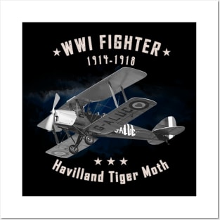 Havilland Tiger Moth WWI Fighter aircraft Posters and Art